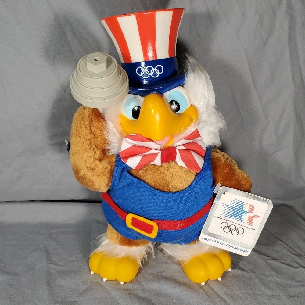 Applause Sam the Olympic Eagle Stuffed Plush 1984 LA Weightlifting 10" Vintage